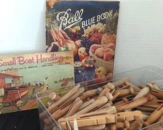 Wooden Clothespins, Vintage Pamphlets