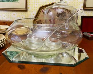 Mid-century Moderno punch bowl with 35 cups