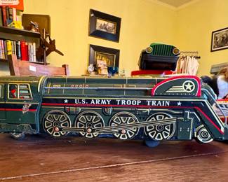 vintage tin lithograph battery operated toy train