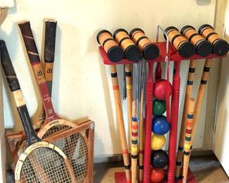 vintage tennis rackets and crochet se
