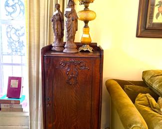 antique oak music cabinet