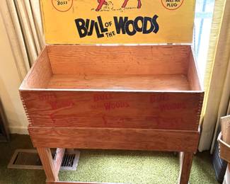 antique "Bull of the Woods" Plug Tobacco Display Box