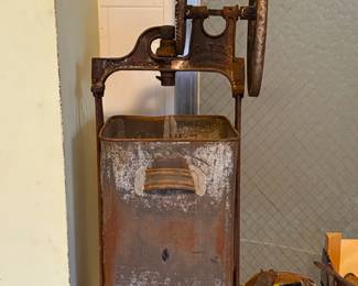 antique Dazey metal butter churn