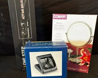 Hair Brush Makeup Mirror  Portable Fan