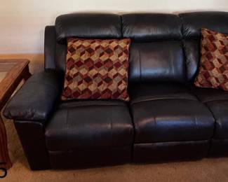 Black Leather Reclining Sofa End Table