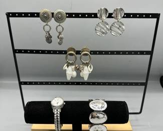 Silver Earring And Bracelet Assortment 