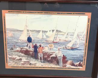 Marblehead Races by Gordon Grant Framed Print