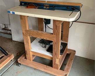 Bosch Router Base And Plunge Router Base With Table on Rolling Stand __ SPECIAL PICKUP INSTRUCTIONS  READ BEFORE BIDDING ____