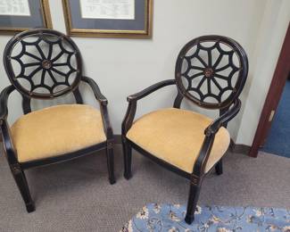 Beautiful wing back chairs with web backing.