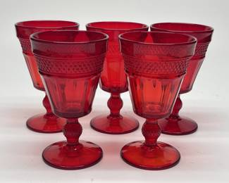 Set of Five Viking Glass Mt Vernon Ruby Red Panel