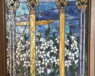 Framed Colorful Stained Glass Panel