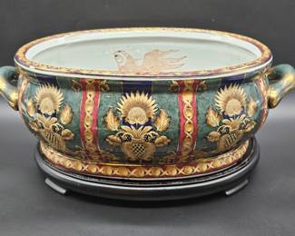 Chinese 20th Century Porcelain Planter on Stand