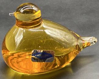 Nuutajarvi Finnish Art Glass Bird Paperweight