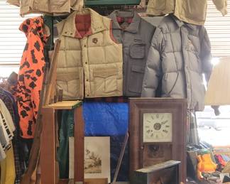 hunting and mens jackets, hats - at least 100 new and used hats