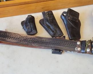 Basket weave police issue leather belt
