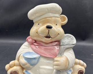 Ceramic Chef Bear Cookie Jar from Thailand