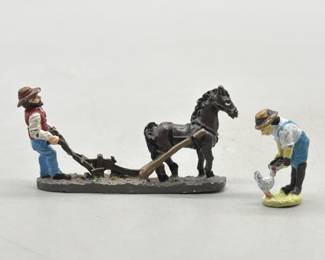 Miniature Cast Iron Farm Decor: Plow & Farmer
