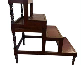 Antique Leather Top Library Table