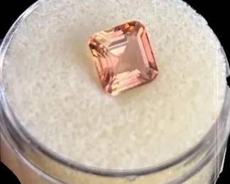 Square 2 carat Pink Tone Bi-Color Tourmaline Gemstone

