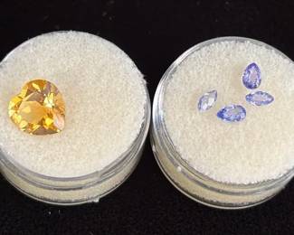 5 Loose Faceted Gemstones * 1 10mm Heart Shape Citrine * 4 Pear Shaped Tanzanite
