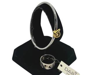 Kate Spade NY Double Knot Bangle Bracelet * Sterling Silver Dari Jewelry Ring 4.77g
