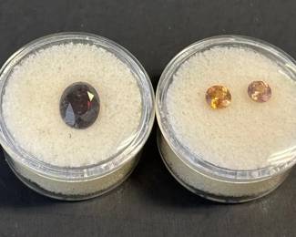 2 Faceted Round Orange Zircon gemstones * Oval Red Zircons 10x6x4
