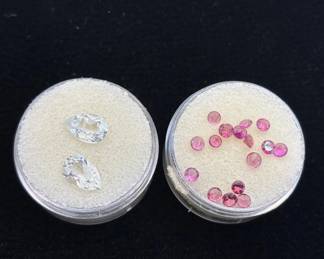 2 Loose 1ct each Pear Shape Faceted Silver Topaz Gemstones * 17 3mm Loose Garnets
