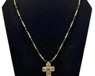 Michael Golan Black/ Gold tone Cross Pendant Necklace
