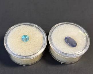 2 Loose Faceted Oval Iolite Gemstones 6-10mm * 5.8mm Aqua Zircon
