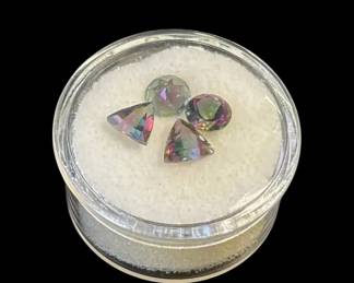 4 Loose Faceted Round and Trillion Mystic Topaz 6mm
