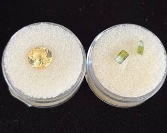 3 Loose Faceted Gemstones * 1.5c 8mm Scapolite * 5.3mm Bi-color Tourmaline
