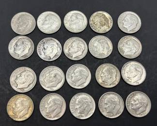 20 U.S. Coins * Silver Dimes * 1940’s - 1960’s
