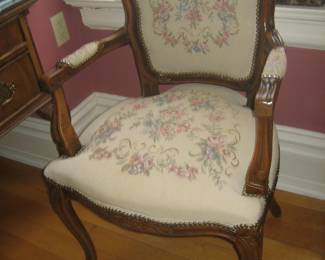 French-style chair with needlepoint upholstery