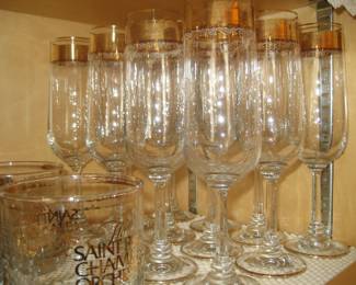 Wine glasses with gold trim