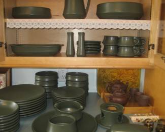 Set of pottery dishes and serving pieces