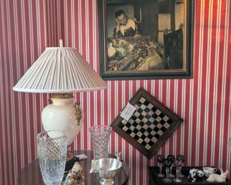 mother of pearl, art, lamp, crystal, silverplate