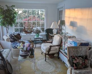 upholstery chairs, lamps, boat