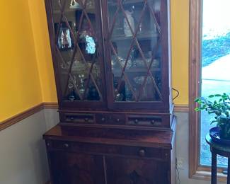 Antique mahogany inlaid butler's cabinet