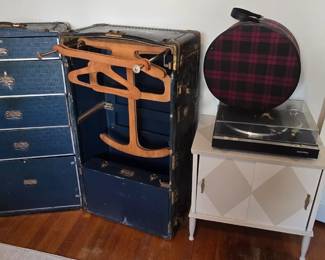 Steamer Trunk, turntable,  record cabinet