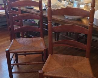 Set of 6 ladderback chairs with rush seats