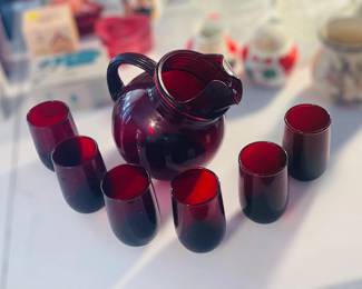 Anchor Hocking Royal Ruby Red Juice Set 