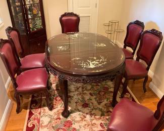 Rosewood Inlay Hardstone Dining Table