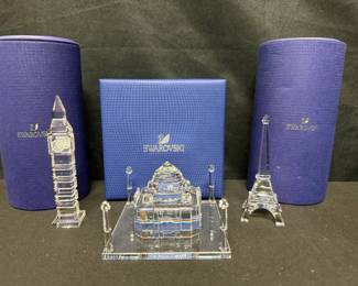 SH204VSwarovski Big Ben Tower, Taj Mahal And Eiffel Tower Figurines 