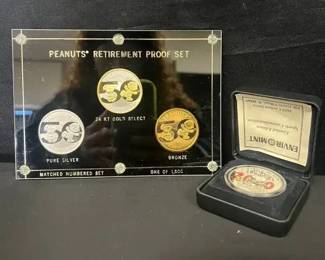 SH452VPeanuts Retirement Proof Set Gold, Silver, Bronze 