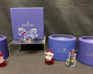 SH233Swarovski Christmas Rocking Horse, Rocking Elf, Rock Santa And Rocking Polar Bear Figurines