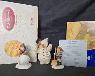 SH282Hummel FROSTY FRIENDS collectors set with Steiff snowman  1448 In Box