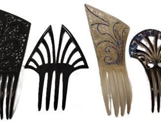 VINTAGE SPANISH HAIR COMBS.  TWO WITH RHINESTONES