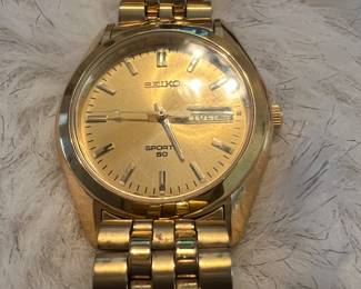  vintage gold-tone Seiko Sports 50 men's quartz watch