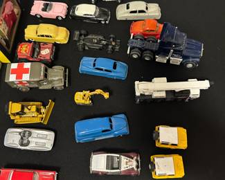 collection of vintage miniature die-cast toy vehicles
