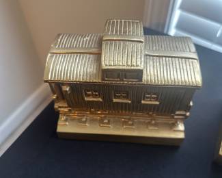 vintage PM Craftsman brass train engine bookend